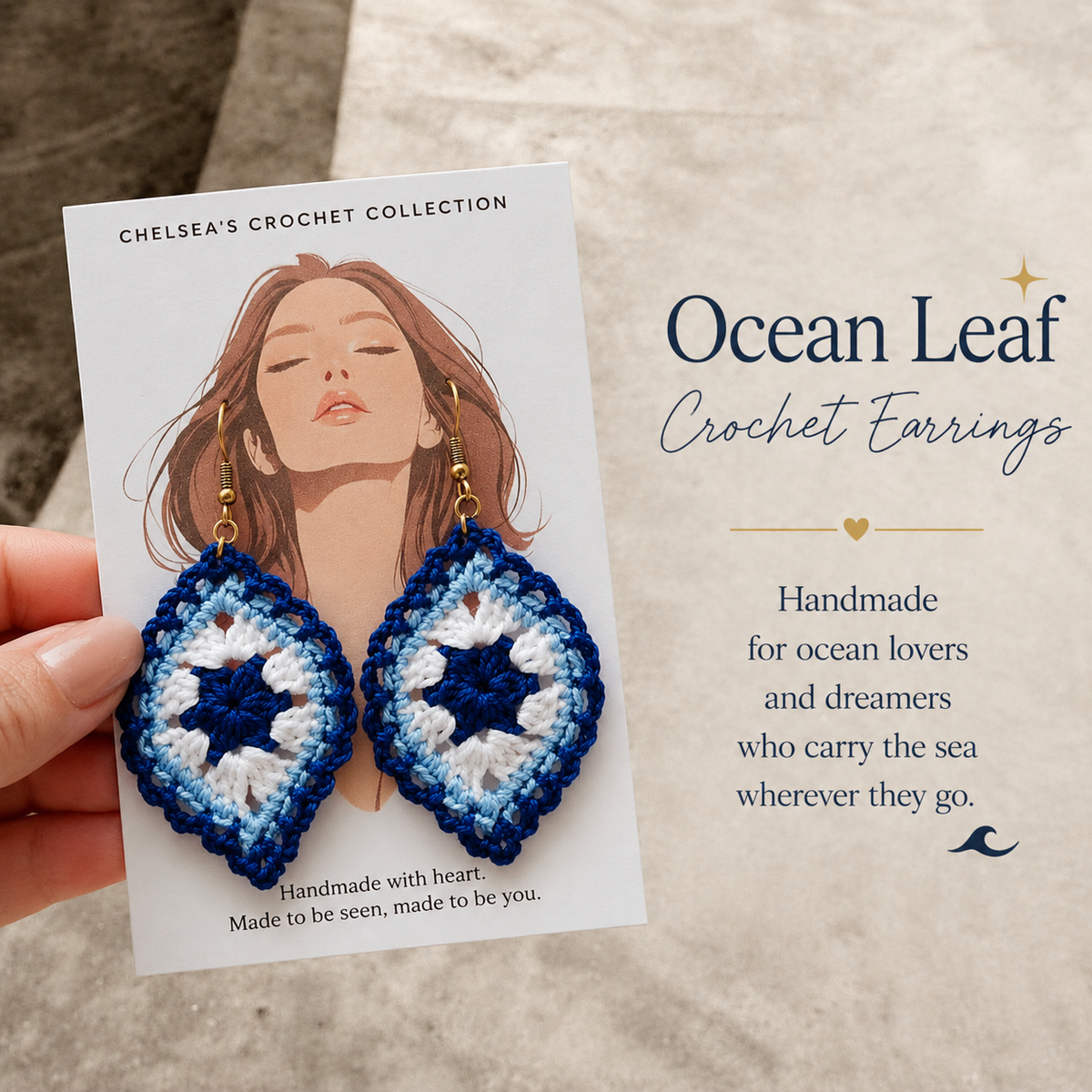 Ocean Leaf Crochet Earrings