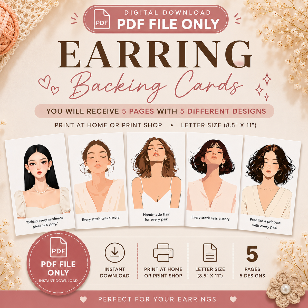 Earring Backing Cards – Digital Download (PDF)