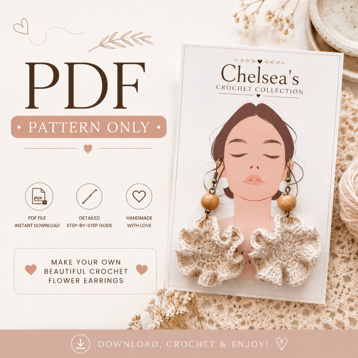 Lettuce Crochet Earrings PDF Pattern | DIY Crochet Earring Tutorial | Instant Download | Beginner-Friendly Digital Pattern
